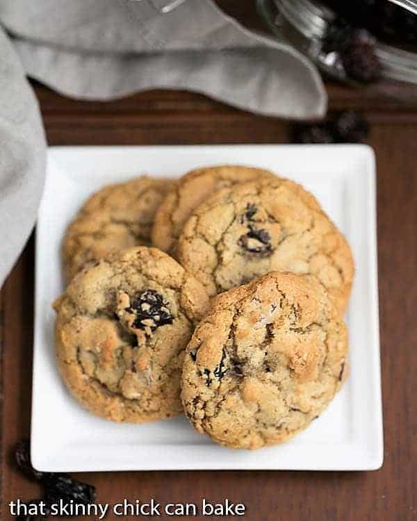 Oatmeal Chocolate Chunk Cookies on a square ceramic dish