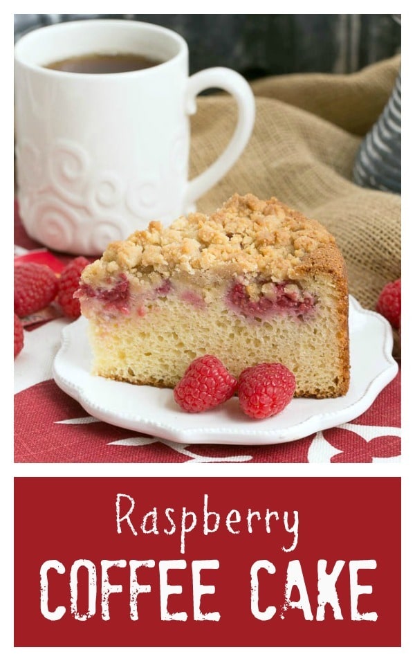 Raspberry Coffee Cake Collage with photo and text