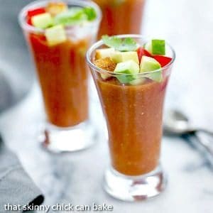 Gazpacho Shooters | Appetizer size portions of the classic Spanish gazpacho