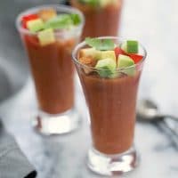 Gazpacho Shooters - a fun appetizer version of the classic Spanish cold tomato soup