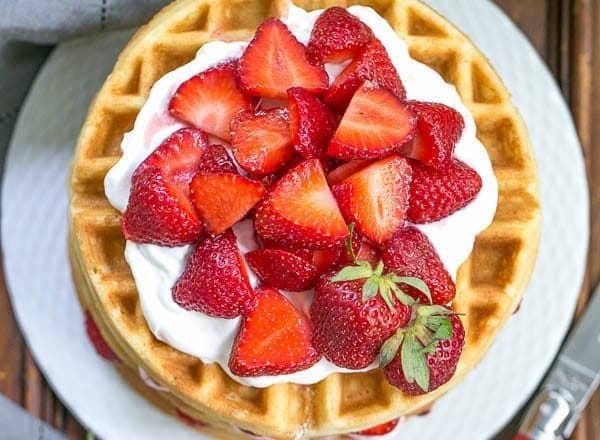 Strawberry Waffle Cake | A sensational layered dessert reminiscent of strawberry shortcake