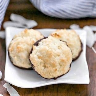 Coconut Macaroons on a white square plate