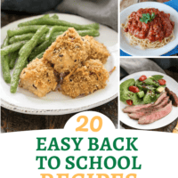 Back to school recipes collage with 3 photos and a text box.