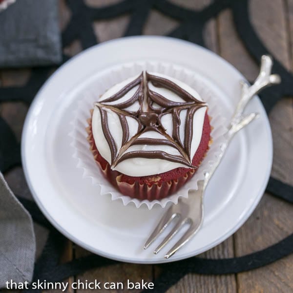 Spiderweb Cupcake on a small white plate