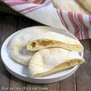 Homemade Pita Bread on a round white plate