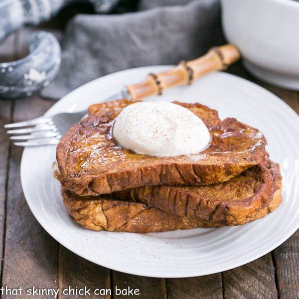 Pumpkin French Toast - A decadent breakfast treat with all the fabulous autumnal flavors of pumpkin pie!