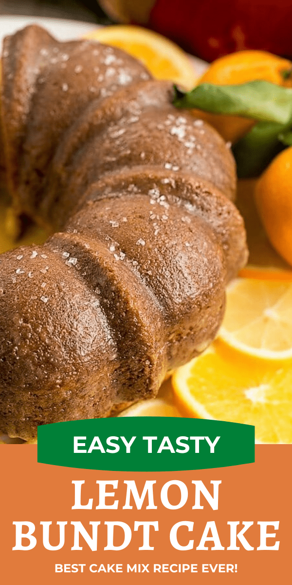 Photo and text collage of Lemon Bundt Cake.