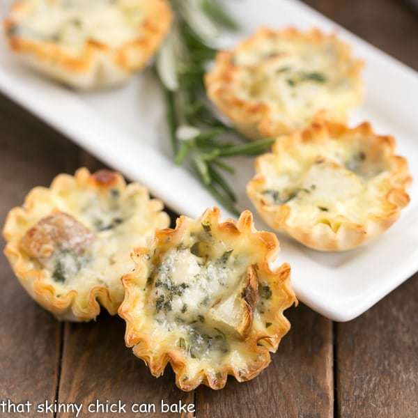 serving platter of Potato Blue Cheese Tartlets