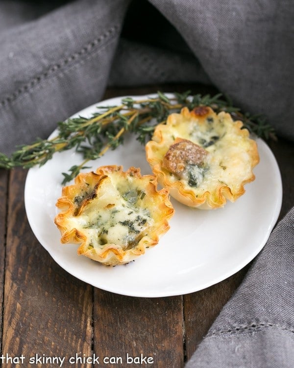 Potato Blue Cheese Tartlets on a round plate