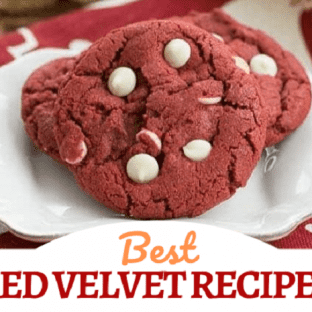 Best Red Velvet Recipes collage with a photo and text box