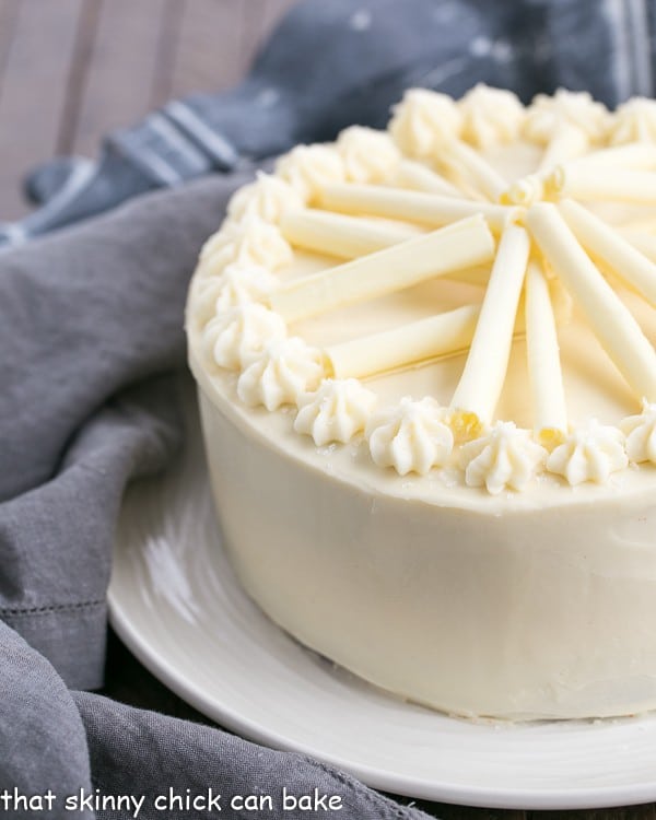 Cheesecake Filled Red Velvet Cake on serving plate