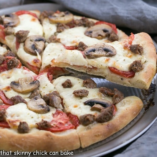 Homemade Sausage Mushroom Pizza - That Skinny Chick Can Bake