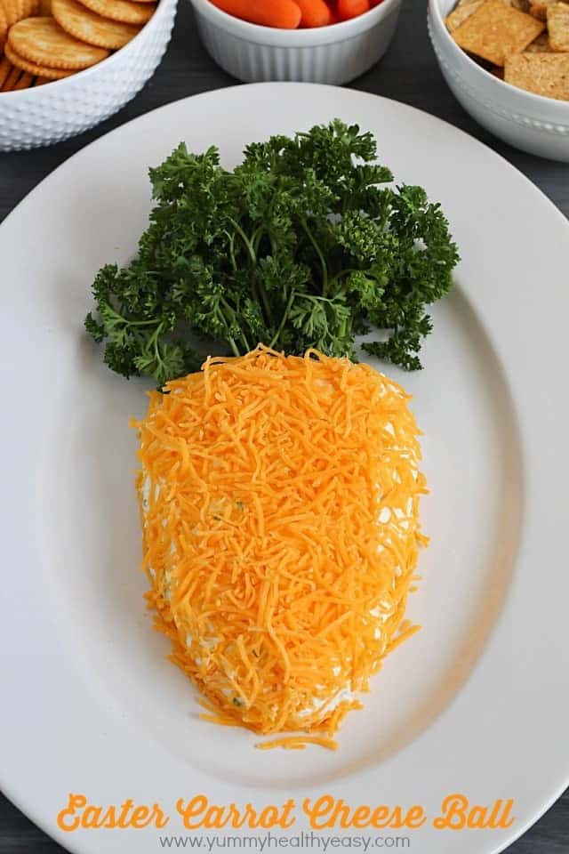 Carrot cheese ball on a white plate