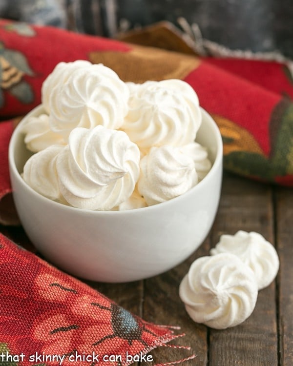 bowl full of simple white Meringue Cookies.