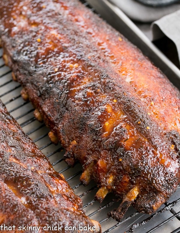 Apricot Glazed Baby Back Ribs on a sheet pan