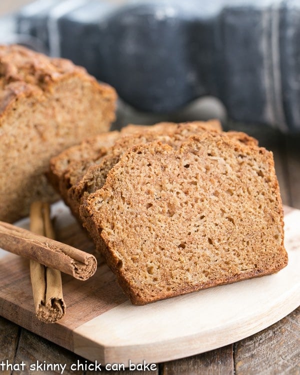 Brown Sugar Apple Bread Recipe on a wooden board.