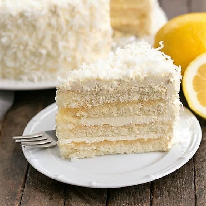 Lemon Layer Cake with Lemon Curd Filling | That Skinny Chick Can Bake