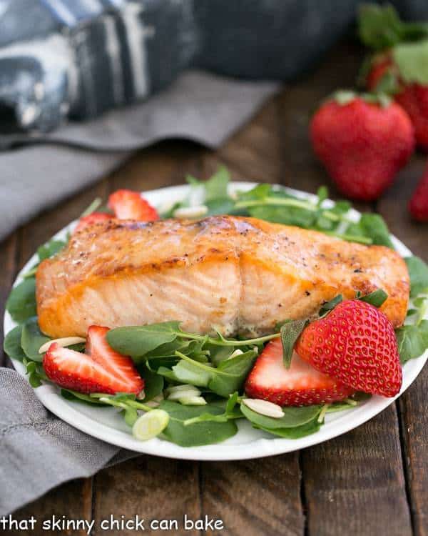 Salmon Watercress Salad with Strawberry Vinaigrette