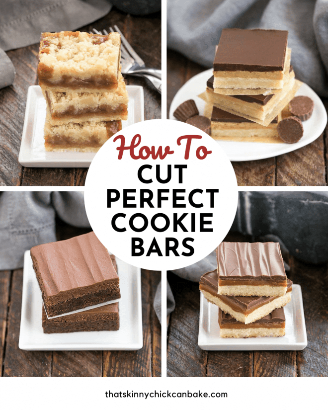 How to slice bar cookies collage with 4 photos and a round title box