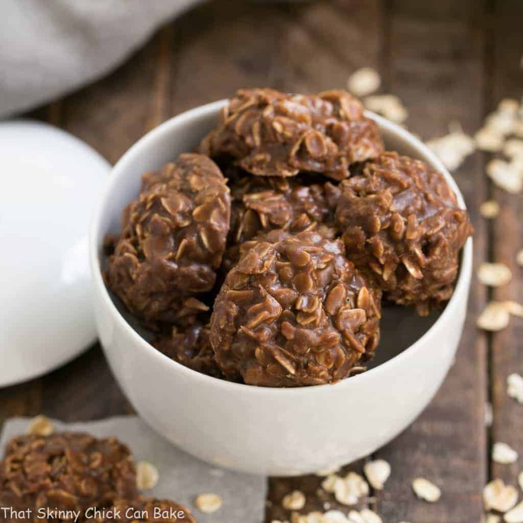 Classic chocolate peanut butter no bake cookies that skinny chick can