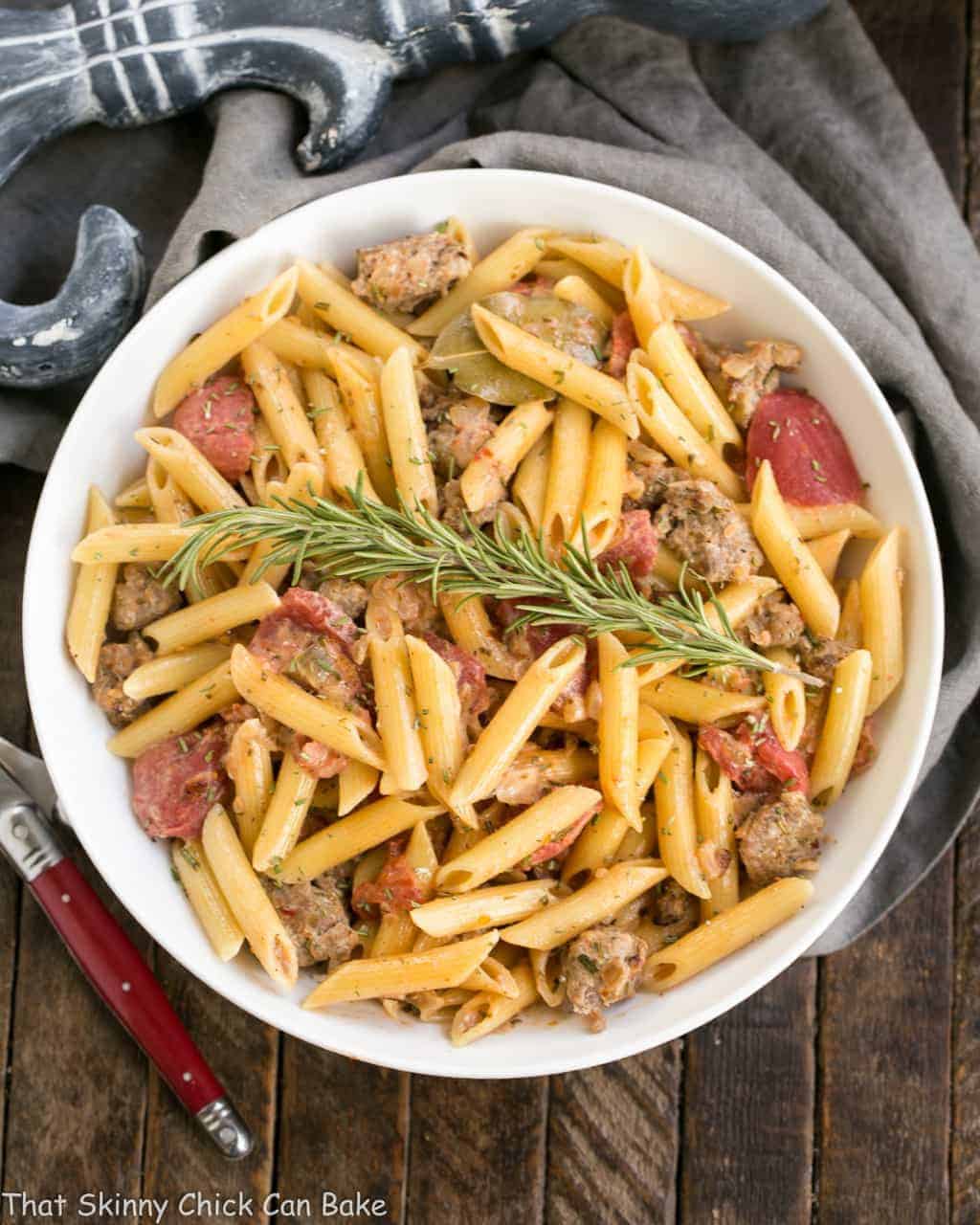 Creamy Italian Sausage Pasta Recipe - That Skinny Chick Can Bake