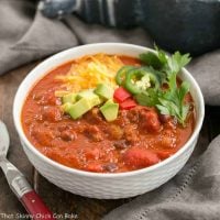 Easy Black Bean Chili in a white bowl