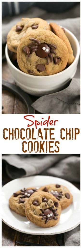 Halloween Spider Chocolate Chip Cookies | A few simple tweaks turn ordinary cookies into Halloween treats!