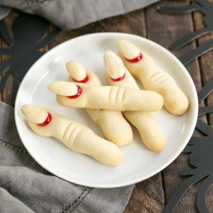 Witches Fingers Cookies on a round white plate