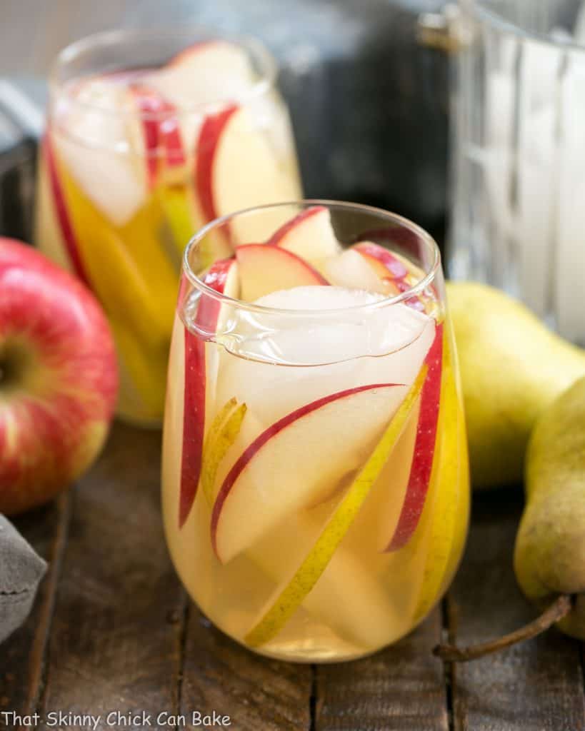 Apple Cider Sangria in two cocktail glasses