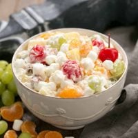 The Best Ambrosia Salad {No Cool Whip} | A dreamy fruit and coconut salad with marshmallows and pecans.