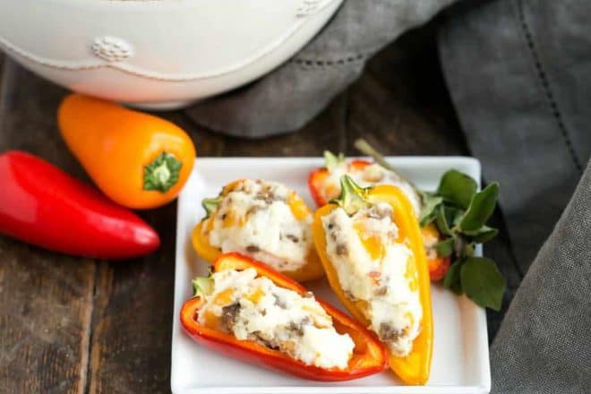 cream cheese & sausage stuffed tribelli mini peppers