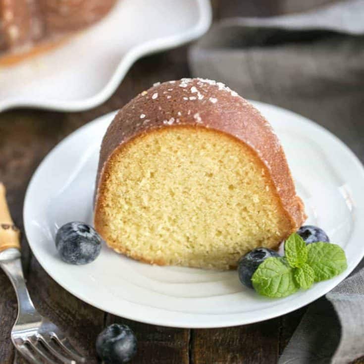 a slice of Kentucky butter bundt cake