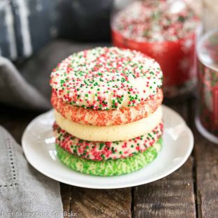 Amish sugar cookies garnished with red and green sprinkles for the holidays