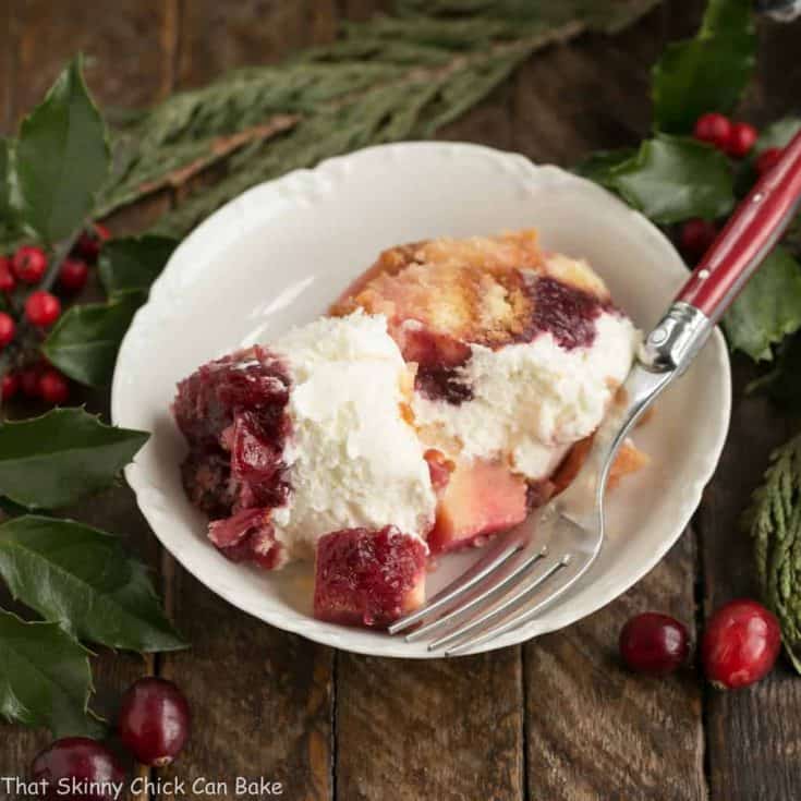Cranberry Cheesecake Trifle in a white bowl