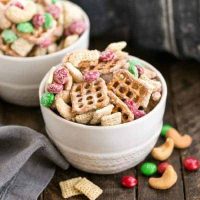 bowls of White Chocolate Cashew Party Mix