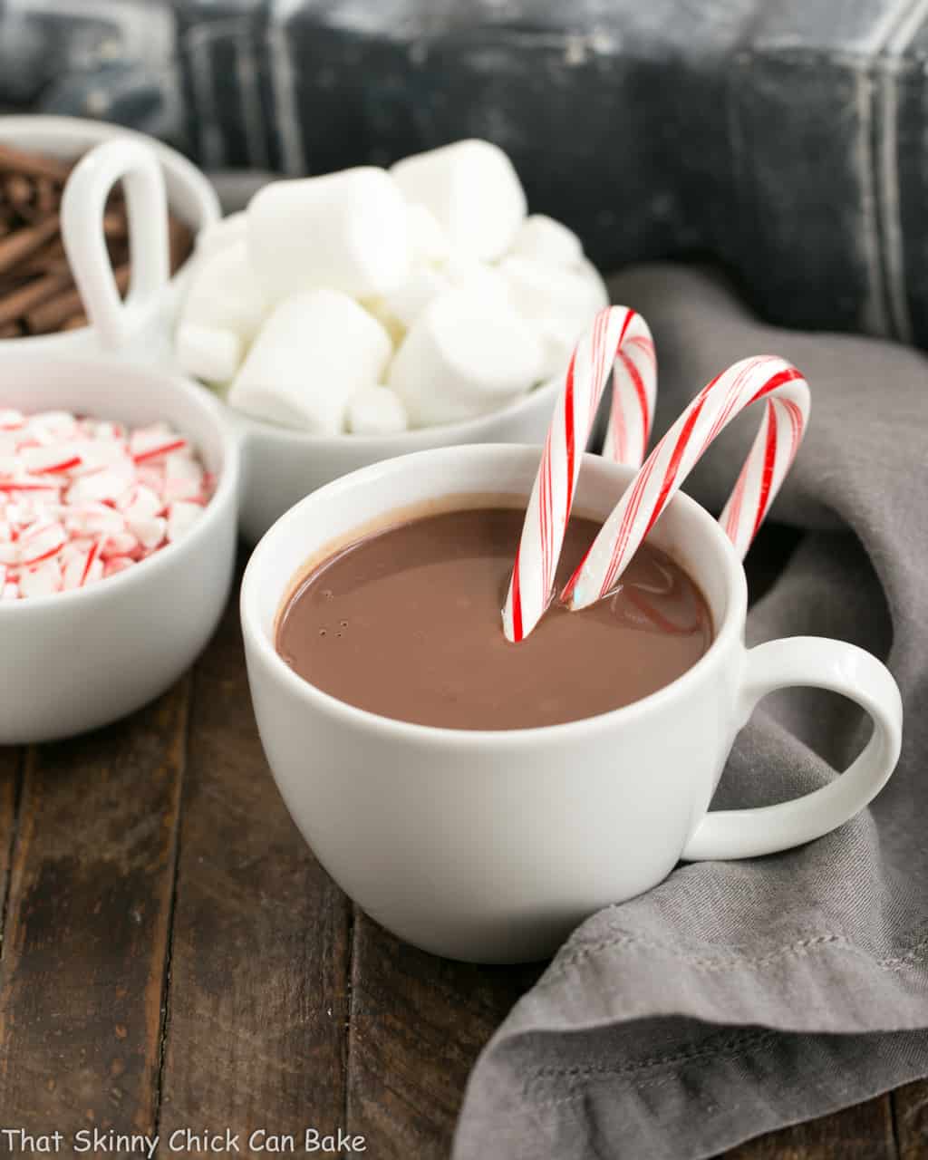 Easy Peppermint Hot Chocolate in a white mug.