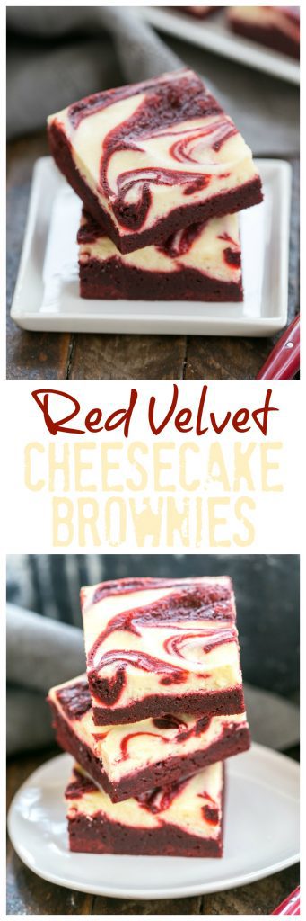 titled photo collage (and shown): Red Velvet Cheesecake Brownies