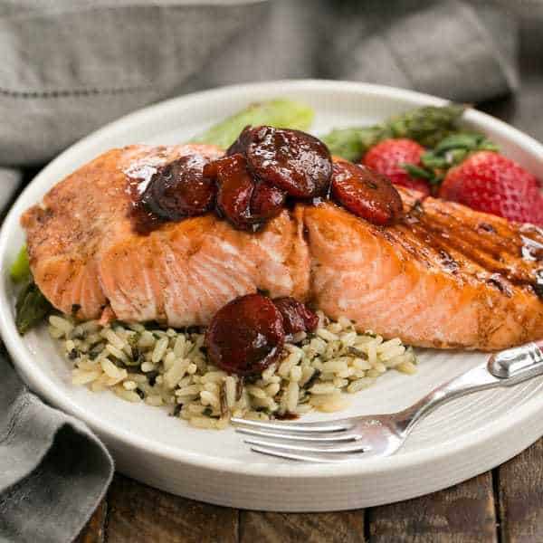 Strawberry Glazed Salmon | Roasted salmon brushed with a tasty, multifaceted strawberry sauce!