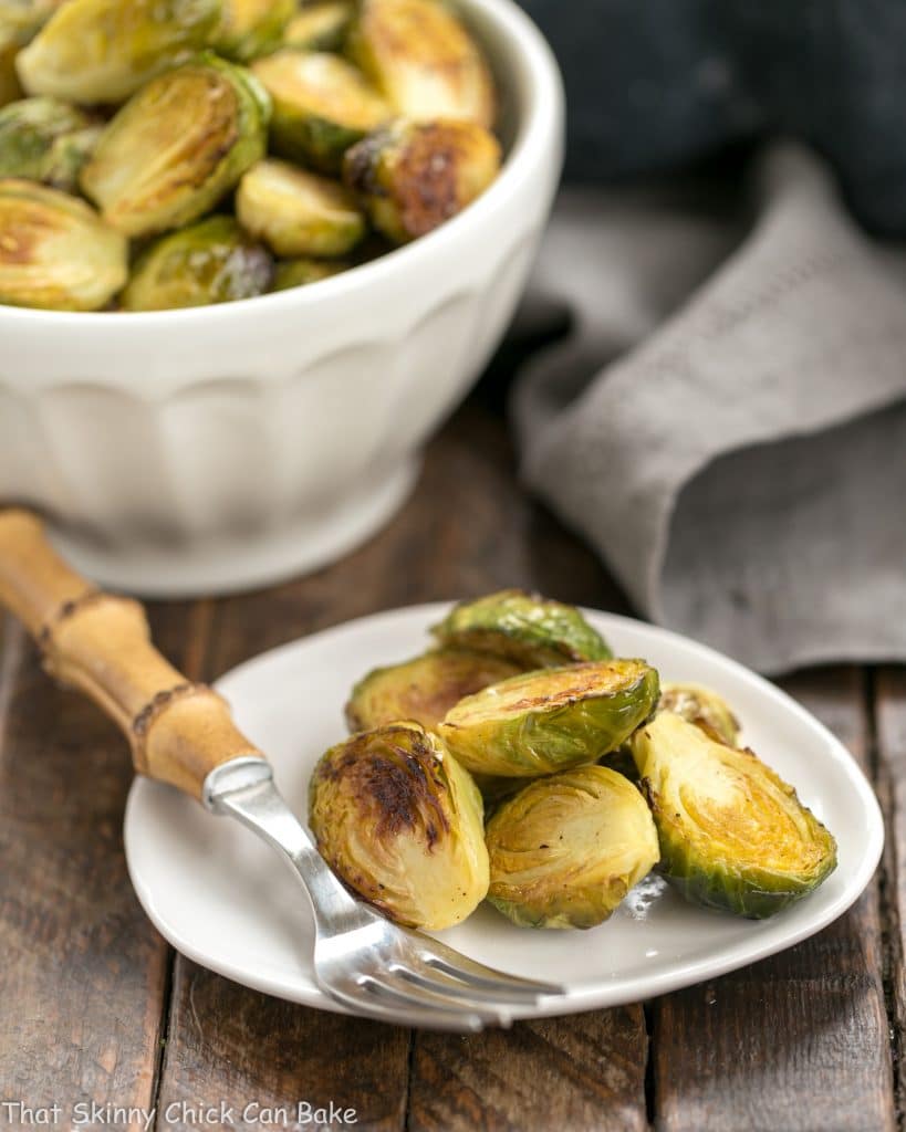 Honey Mustard Roasted Brussels Sprouts on small plate