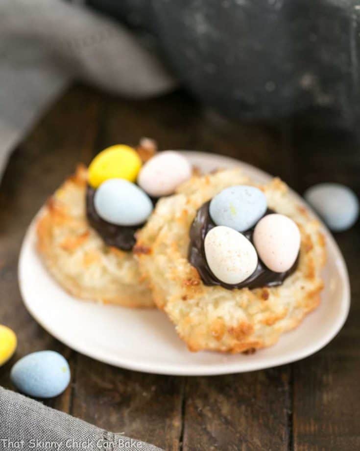 Coconut Macaroon Easter Nests on a small plate