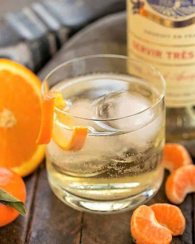 Lillet French Aperitif with an Orange Twist in a highball glass