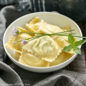 Mozzarella, Basil, Parmigiano-Reggiano Ravioli with Butter Sage Sauce