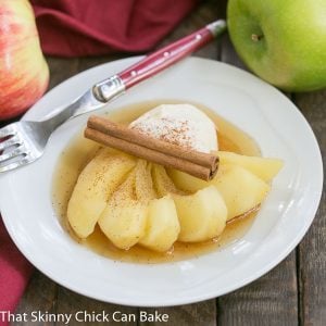 Calvados Mascarpone Topped Tea Poached Apples