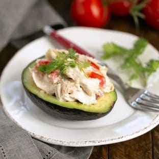 Southwestern Chicken Stuffed Avocados - Delicious, low-carb convenience food