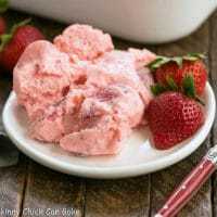 Strawberry Angel Food Dessert - a no bake dessert with angel food cake cubes, strawberries and cream!