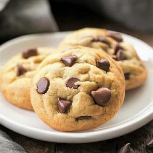 Double Chocolate Chip Cookies on a small white plate