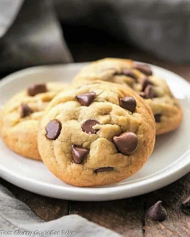 Double Chocolate Chip Cookies on a small white plate