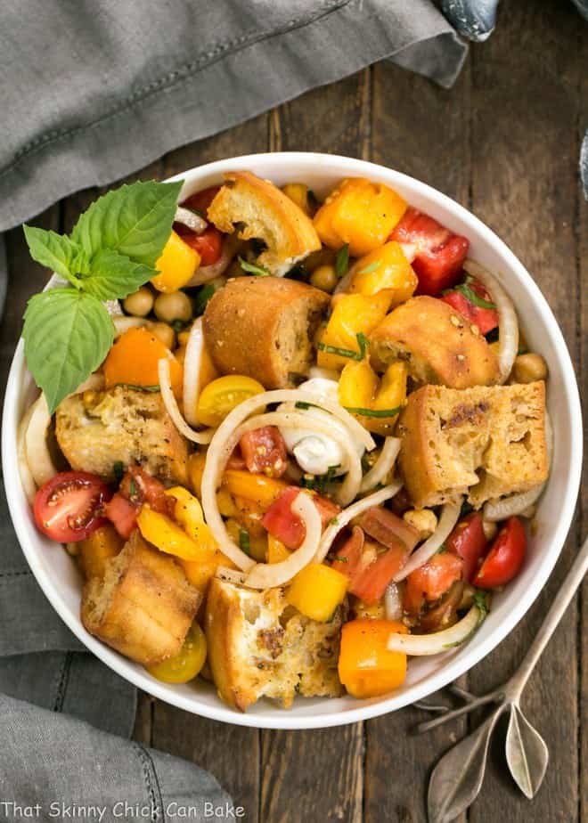 Summer Tomato and Burrata Panzanella Salad.