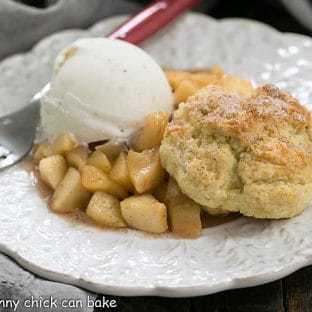 Old-Fashioned Apple Cobbler - with cinnamon spiced apples and a tender buttermilk biscuit crust!