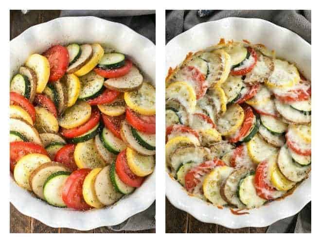 Cheesy Vegetable Terrine before and after collage